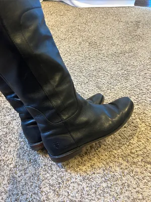FRYE genuine leather tall black riding boots western ladies size 8.5 B Paige thumbnail 5