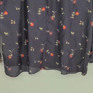 Madewell Cotton Silk Floral Peasant Blouse Size Small Navy Red Long Sleeve Shirt thumbnail 13