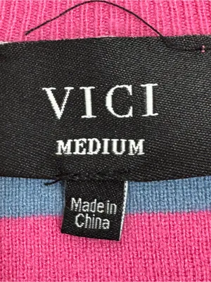 Vici Striped Knit Strapless Sheath Bodycon Midi Dress Pink Blue Size Medium thumbnail 9