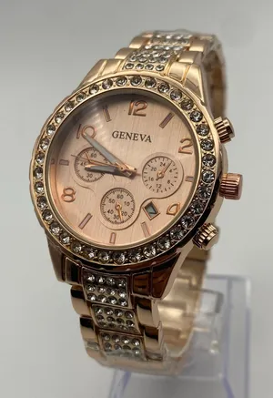 Elegant Geneva Platinum Rose Gold Crystal Bezel Watch New Battery thumbnail 1