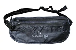 Travel Money Belt Waist Bag Fanny Pack Hidden Wallet Black 2-pocket Zip Adjust thumbnail 1