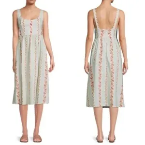 WeWoreWhat Corset Midi Dress, Victorian Floral Stripe/ Rosewood Multi, size M NW thumbnail 5