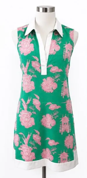 Tizzie Green & Pink Print Sleeveless Tunic Dress Medium thumbnail 1