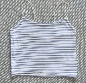 Pacsun Womens White Blue Stripe Basic Cropped Cami Tank Top Sz Xs thumbnail 1