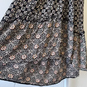 Angie Boho Floral Smocked High Low Midi Dress Black Pink Small Cottagecore thumbnail 5