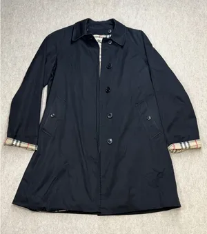 Burberry London Car Coat Women 6R Black Nova Chk Luxury Old Money Dark Academia thumbnail 1