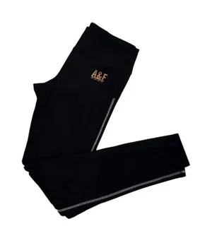 Abercrombie & Fitch Black Athletic Active Leggings Rose Gold Logo Size Small thumbnail 1