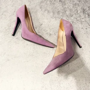 Giorgio Armani Suede Purple Suede‎ High Heels asymmetrical pointed Pump Size 40 thumbnail 3