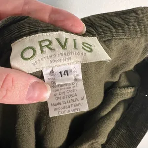 Vintage Orvis Olive Green Corduroy Wrap Midi Skirt Womens 14 Cotton Made‎ in USA thumbnail 6