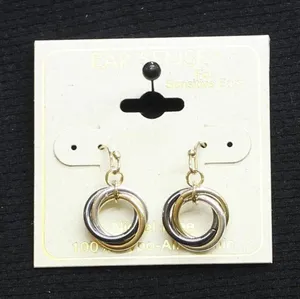 NWT Ear Sense Two-Tone Twist Knot Ring Hoop Drop Earrings Gold / Silver Gray 1" thumbnail 1