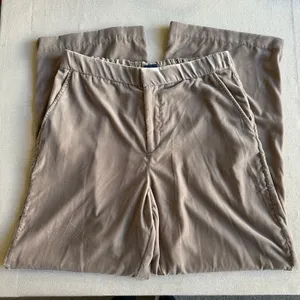 GAP Tan Velour Wide-Leg Pants thumbnail 1