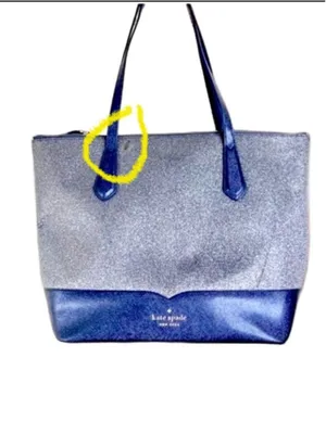 Kate Spade Lola Joely Large Glitter Carryall Tote in Dusk Navy Blue GUC thumbnail 12