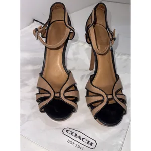 Coach Black Brown Platform Sexy Open Toe Strappy Dancer Stiletto Heel Sandal 10 thumbnail 3