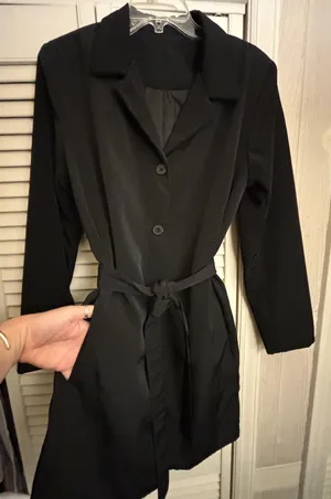 Inc. Black Coat With Belt thumbnail 1