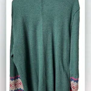 NWT Maurices Waffle Mock Neck Fair Isle Cuff Mixer Tee thumbnail 3