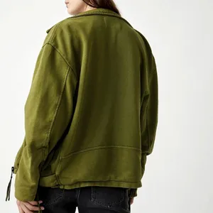 Free People Rebel Knit Oversized Moto Jacket - Green - size XL thumbnail 5