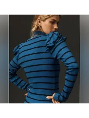 T.La Striped Ruffle Sleeve Top thumbnail 4