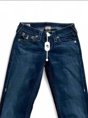 True Religion Dark Blue Boot Cut Jeans with Signature Pocket Stitching thumbnail 4