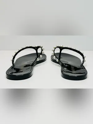 Stuart Weitzman Goldie Black Shiny Jelly Flip Flop Sandal Shoe NWOB thumbnail 8
