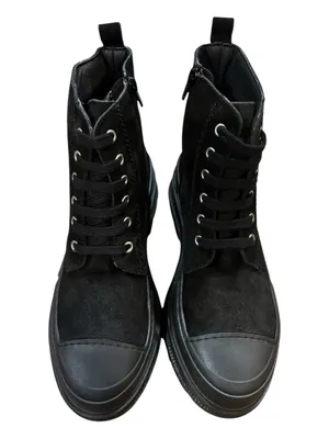 HEE Black Suede Lace-Up Combat Boots Leather Lug Sole Made in Spain NIB EU 37 thumbnail 5
