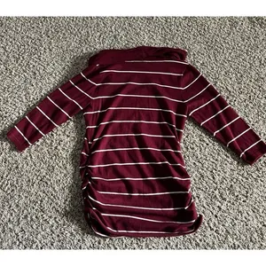 Pink Rose Cowl Neck‎ Quater Sleeve ruched Maroon/white strip sweater size large thumbnail 6
