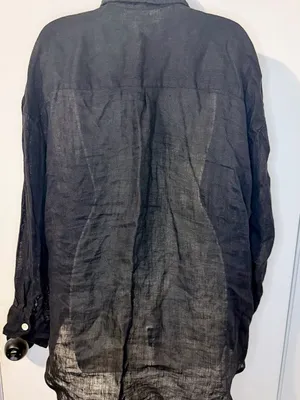 Vitamin A Eco Linen Oversized Collared Long Sleeve Shirt Black Women's Size S thumbnail 9