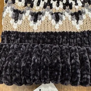 Free People Chalet Fairisle Pom Beanie Hat Black/Gold Metallic Combo One Size‎ thumbnail 8