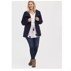 Torrid Navy Blue‎ Double Breasted Pea Coat Pockets Size 1X thumbnail 3