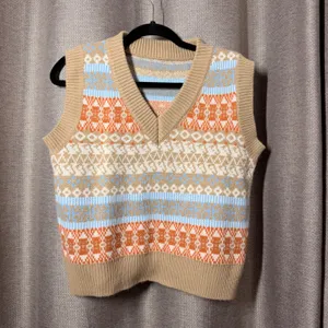 Retro Women Knit Vest Jumper Pullover Sleeveless Sweater V-Neck Warm Knitwear thumbnail 2