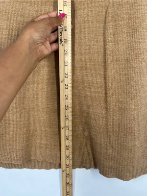 Free People Golden Hour Midi Skirt Small Golden Brown Ribbed Knit Side Slit thumbnail 8