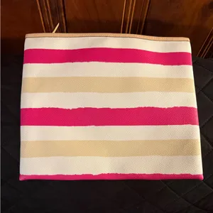 Kate Spade Adrienne Bondi Road Pink and Cream Striped Clutch Very Clean thumbnail 4