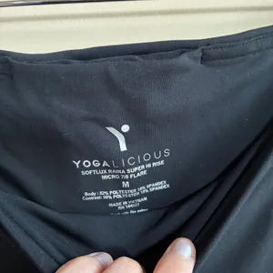 Yogalicious softlux raina super high rise micro 7/8 flare black pants women's M thumbnail 5