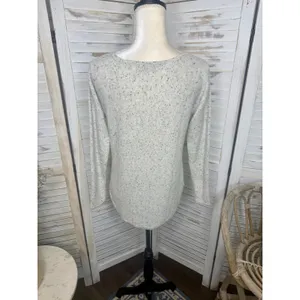 CHARTER CLUB LUXURY CASHMERE Womens M 100% Cashmere Sweater Beige Speckled Black thumbnail 5