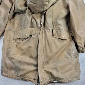 Vintage Imagination Women's Jacket M Brown Leather Hooded Oversized Fishtail thumbnail 5