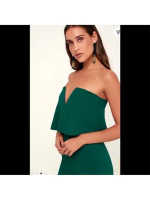 LuLus Power of Love Emerald Green Strapless‎ Jumpsuit size small thumbnail 5