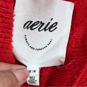 Aerie Vibrant Red Cable Knit Sweater size M oversized unisex thumbnail 2