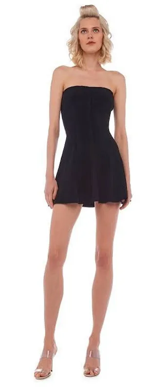 NORMA KAMALI Grace Dress BUILT-IN BODYSUIT Black Strapless Mini PARTY Size XL thumbnail 1