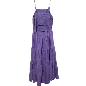 Universal Thread Purple Smocked Tiered Midi Dress‎ Back Cutout Womens Size M thumbnail 4