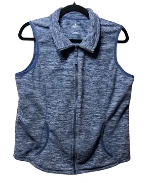 St John's Bay Active Vest Full Zip Sleeveless Blue Fleece L‎ thumbnail 1