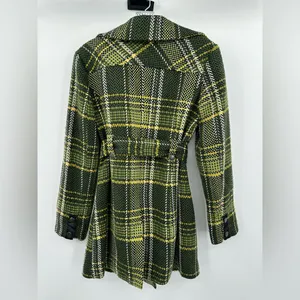 Mac & Jac‎ Green Plaid Belted Coat Asymmetrical Zip Snap Front Jacket Size XS thumbnail 2