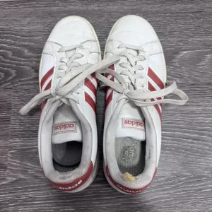 Adidas White Sneakers w/Pink Stripes thumbnail 3