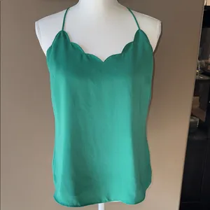 J CREW Green Scallop-Edge Camisole Top Size 6 thumbnail 3