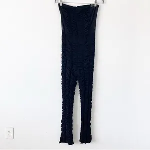 I.AM.GIA Ophelia Black Ruched Mesh Stretch Slim Glam Clubwear Strapless Jumpsuit thumbnail 3