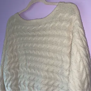Talbots Merino Wool Cashmere Cream Chunky Knit Sweater Size M Fisherman Cottage thumbnail 7