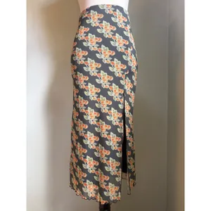 Urban Outfitters Orange Fruit y2k Mesh Midi Skirt dainty Slit NWT S whimsi boho thumbnail 2