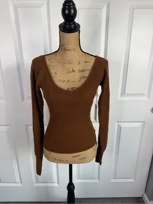 Reformation Hart Sweater Cinnamon Brown Cashmere Blend Size S NWT thumbnail 2