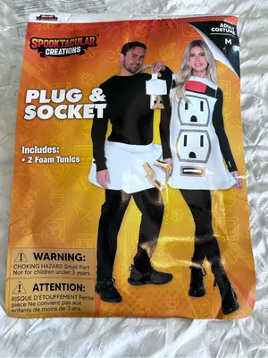 Spooktacular Creations Plug & Socket Foam Couples Costume Size Medium White thumbnail 1
