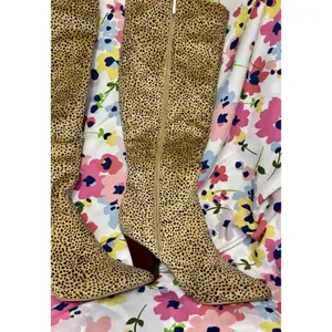 Crown & Ivy Azalea Cheetah Sz6 Knee High Fabric Pointy Toe Side Zip Boots thumbnail 10