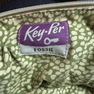 Fossil Key Per Crossbody Bag Small Black Quilted Nylon Leather Trim Satchel VTG thumbnail 13