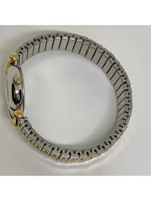 Women’s quartz analog watch silver gold tone 23mm stretch band running thumbnail 8